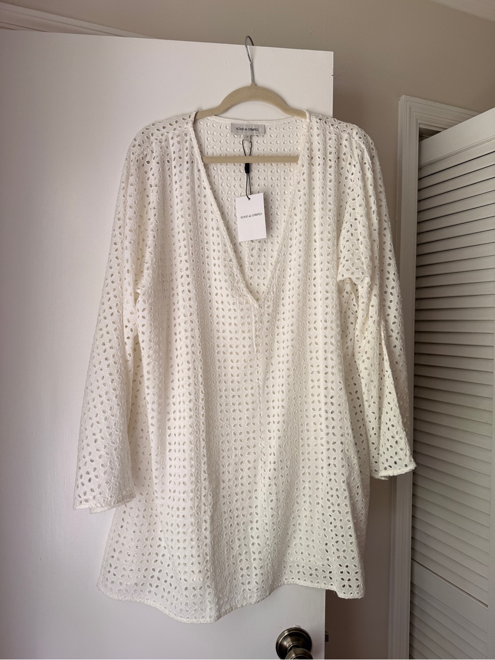 SOLID & STRIPED Cream Eyelet Samara Tunic